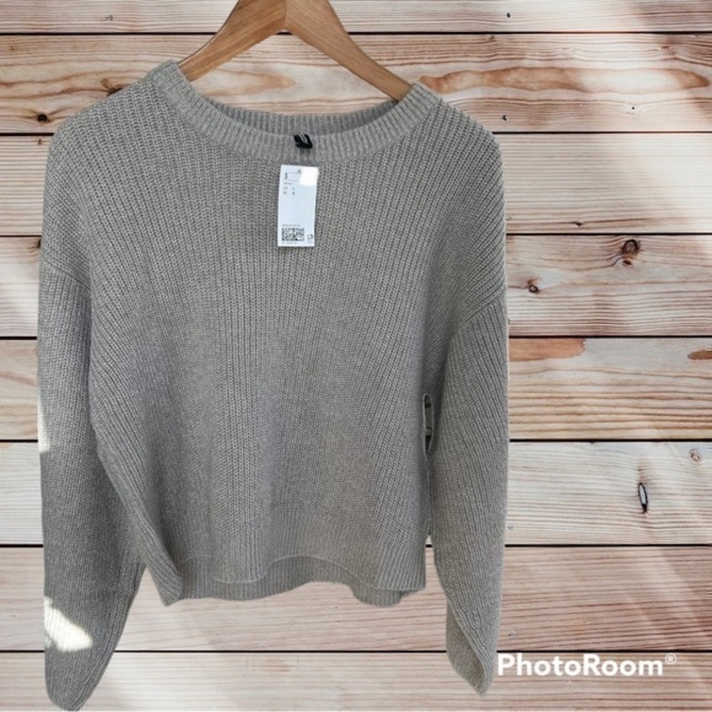 ✨NWT H&M ribbed beige grey sweater L